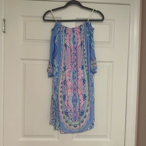 Beautiful Blue off the shoulder Lily Pulitzer Dress Sz S